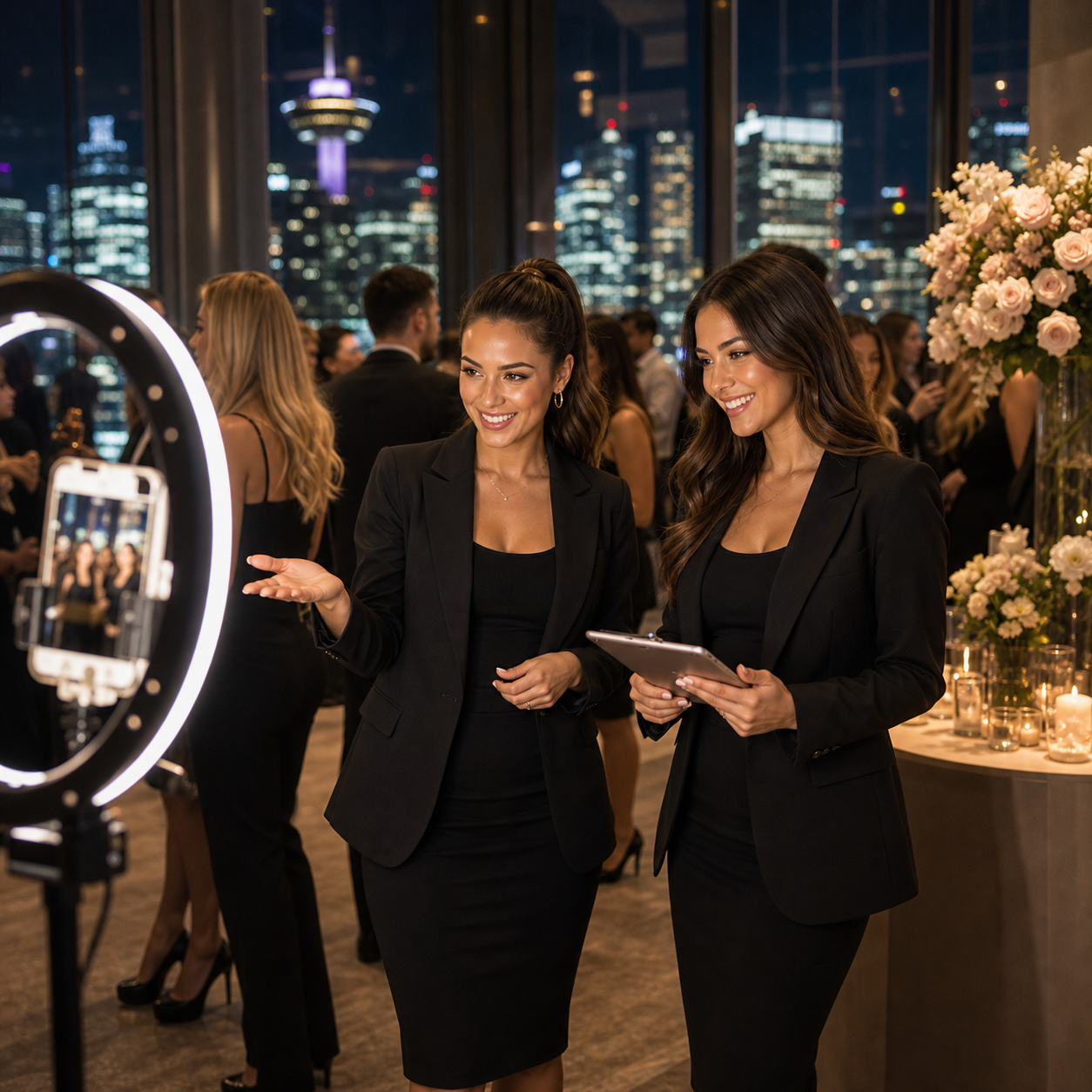 Brand ambassadors supporting guest flow and content capture at a commercial launch event